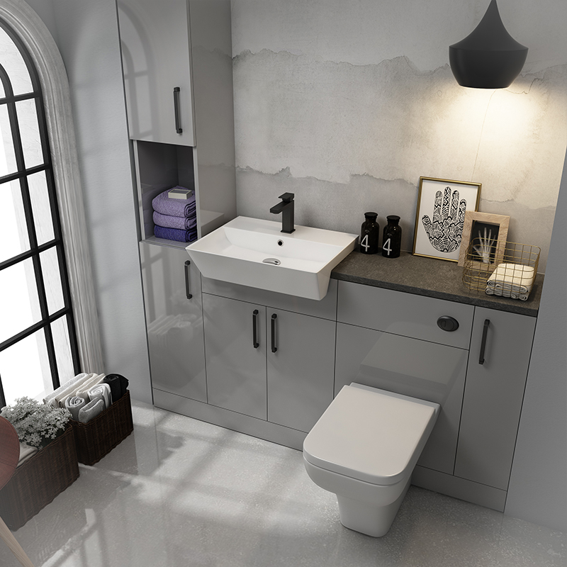 Oliver Black Fitted Suite: Dove Grey