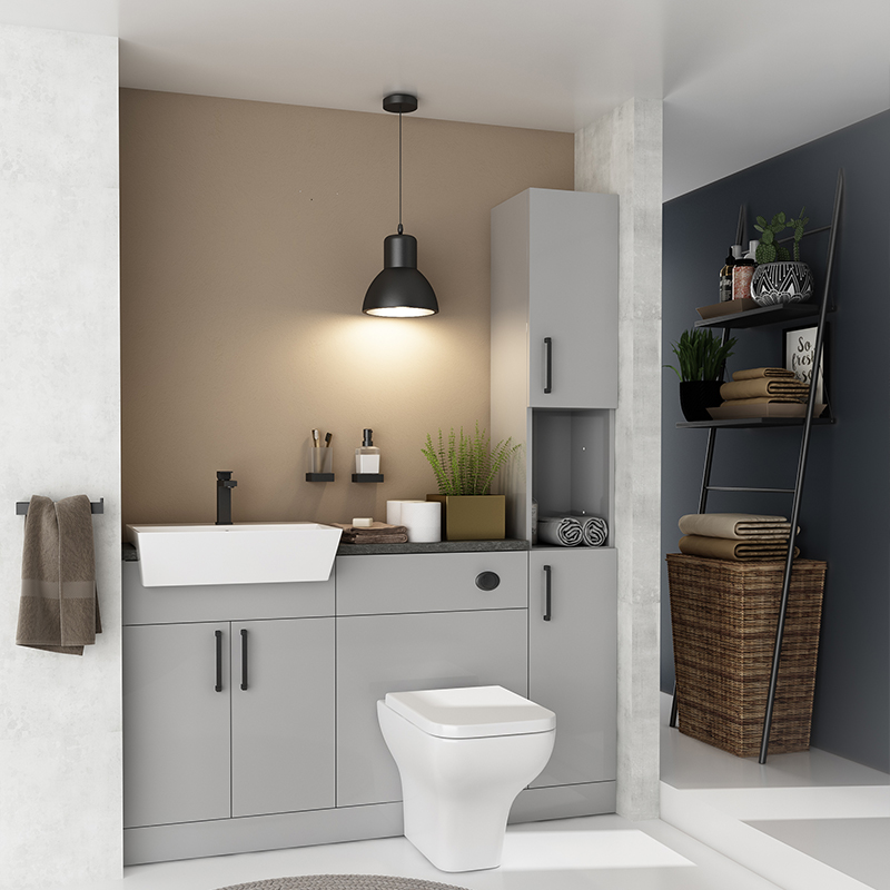 Oliver Black Fitted Suite: Dove Grey