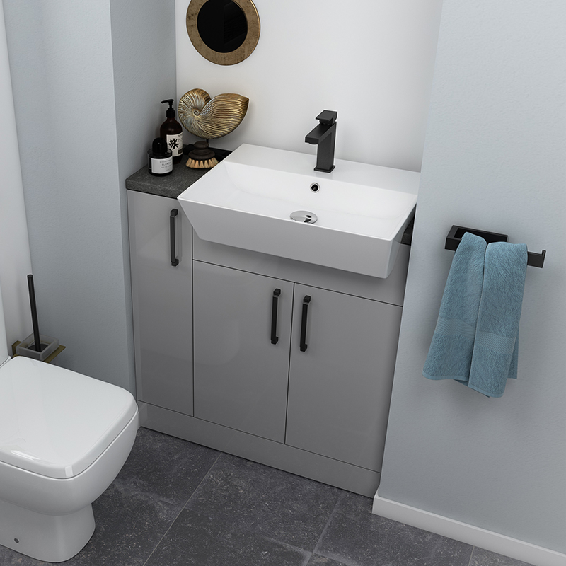 Oliver Black Fitted Suite: Dove Grey