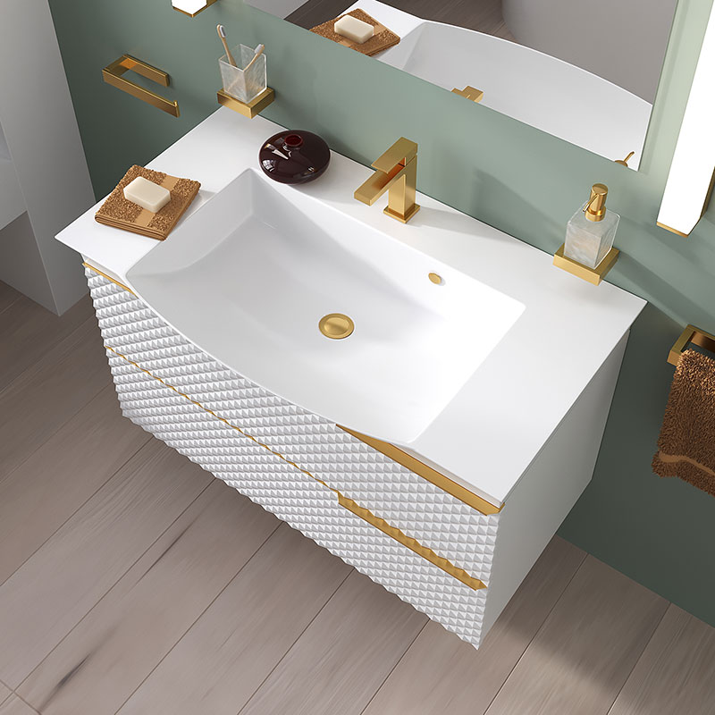 Elvia 950mm White Vanity Unit | Gold Tap & Waste