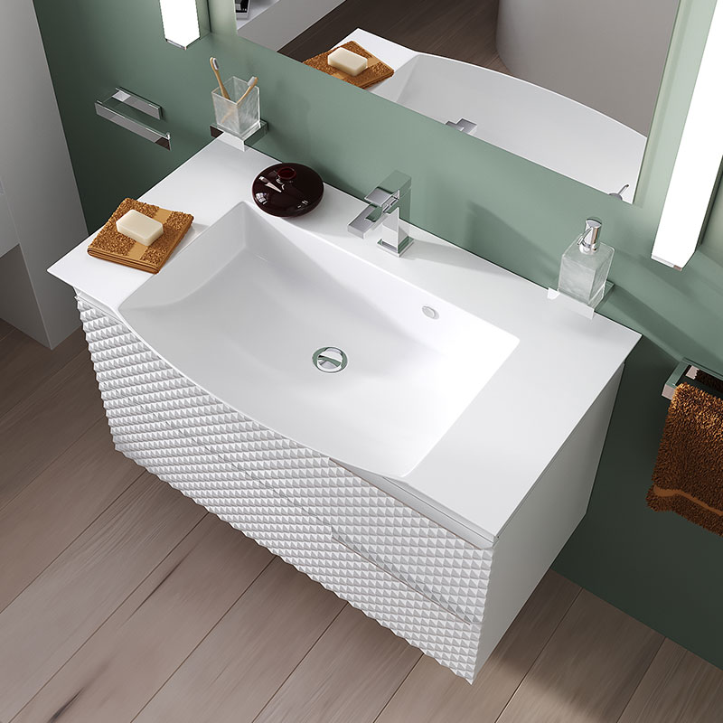 Elvia 950mm White Vanity Unit with Chrome Tap & Waste