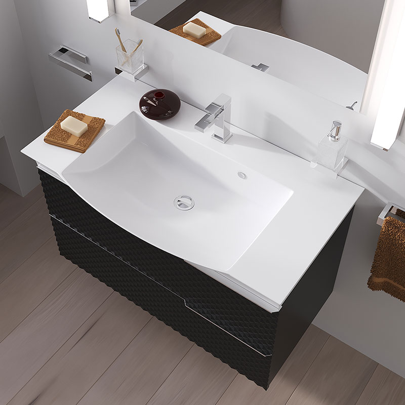 Elvia 950mm Black Vanity Unit with Chrome Tap & Waste