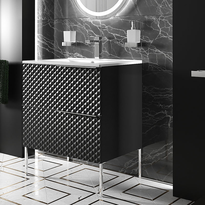 Elvia 600mm Black Vanity Unit | Legs