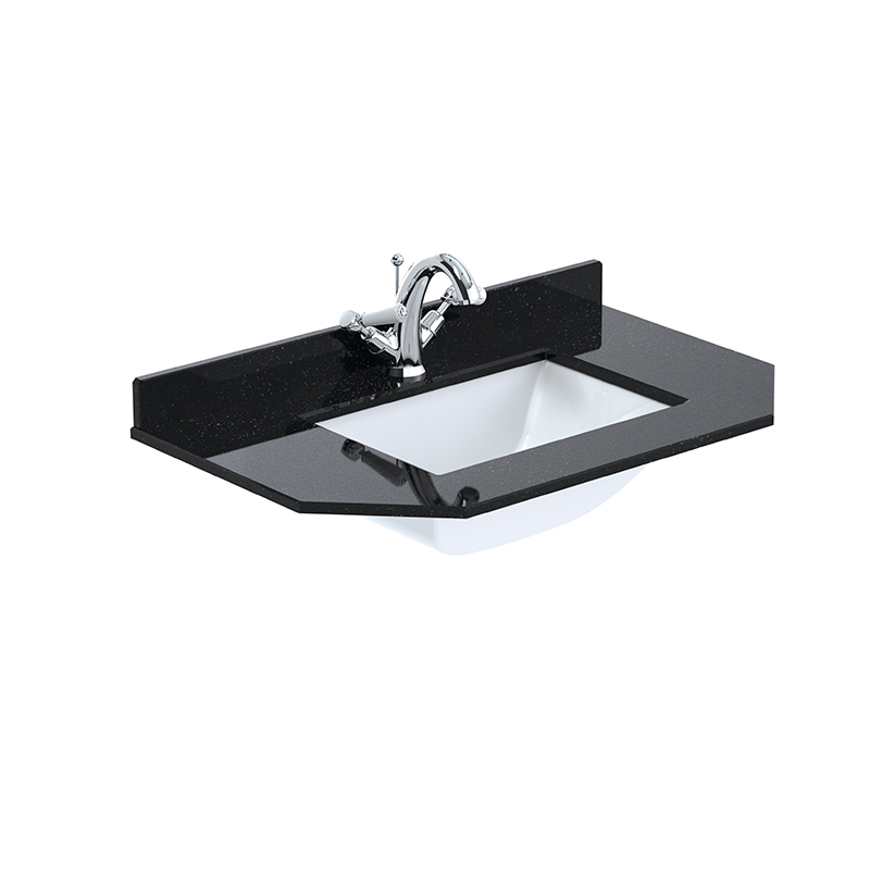 750 Earls Grey Vanity Unit | 1 Taphole | Black Marble Top