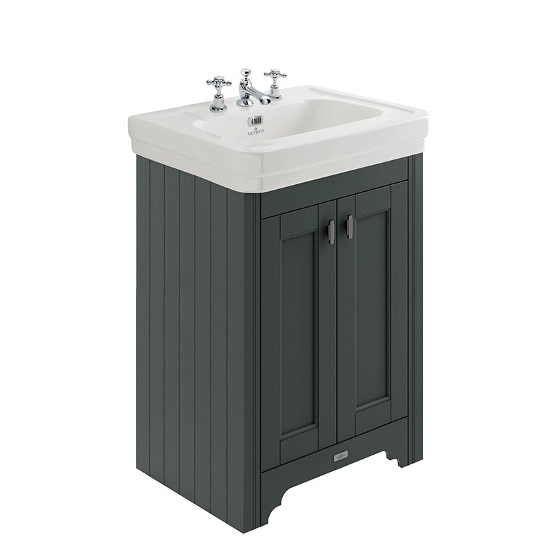 640 Dark Lead Vanity Unit | 3 Taphole Basin