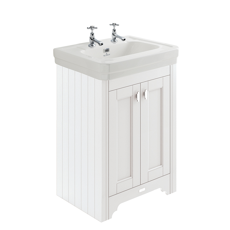 640 White Vanity Unit | 2 Taphole Basin