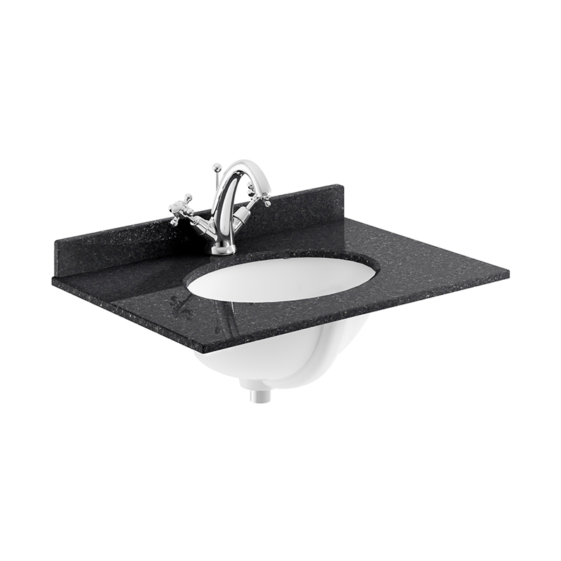 600 Earls Grey Vanity Unit | 1 Taphole | Black Marble Top