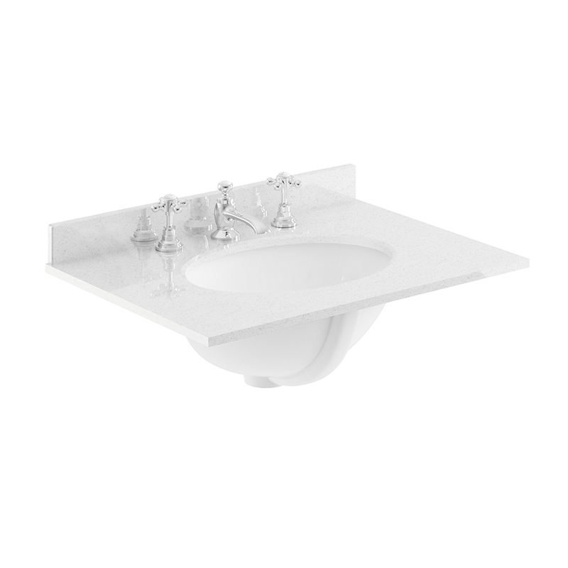600 Earls Grey Vanity Unit | 3 Taphole | White Marble Top