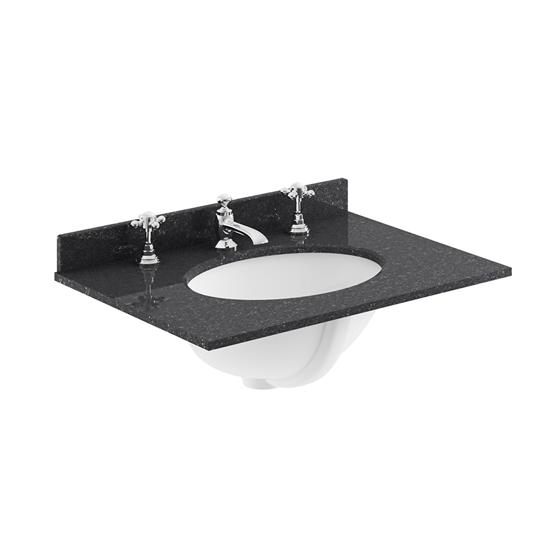 600 Earls Grey Vanity Unit | 3 Taphole | Black Marble Top