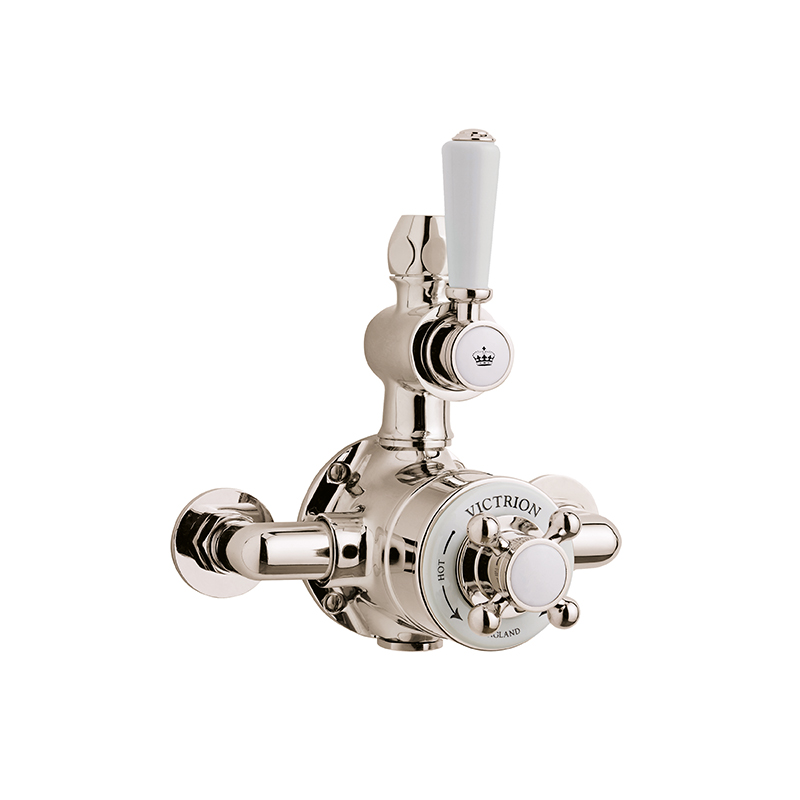 BC Designs Victrion Nickel Rigid Riser Shower Kit with Head and Exposed Valve
