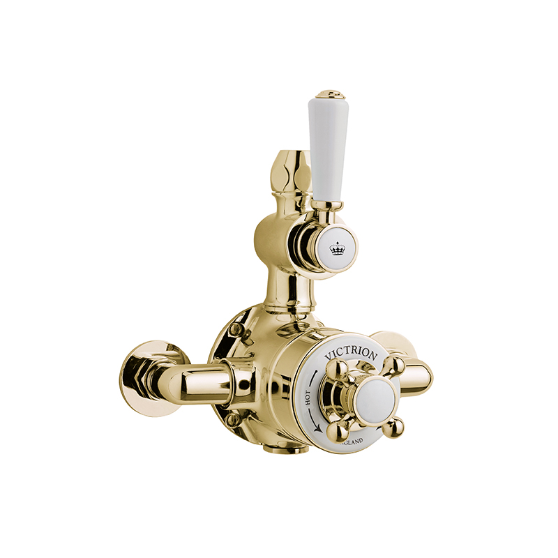 BC Designs Victrion Gold Rigid Riser Shower Kit with Head and Exposed Valve