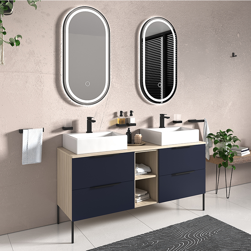 Alani Navy Blue 1500 Unit | Handles & Legs in Black