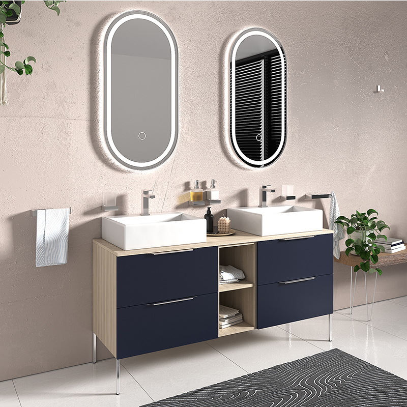 Alani Navy Blue 1500 Unit | Handles & Legs in Chrome