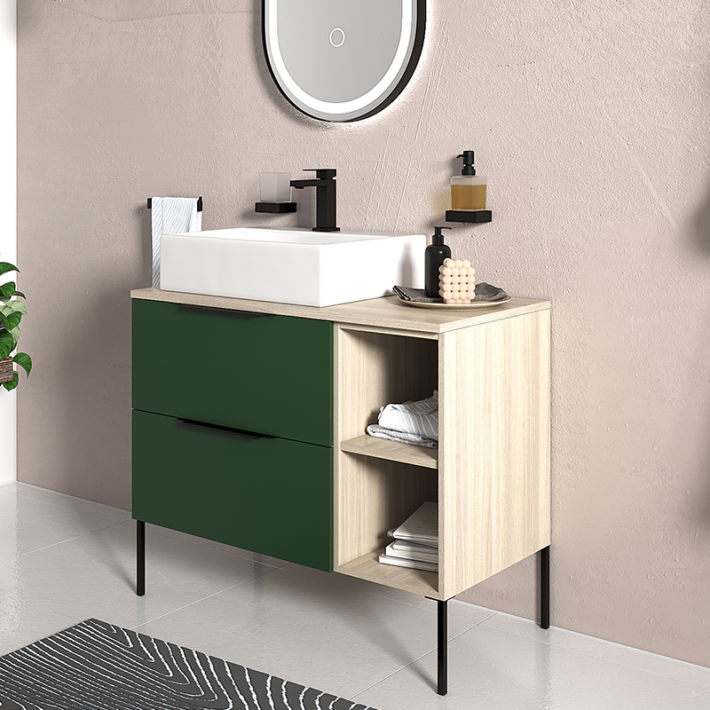 Alani Green 900 Unit | Handles & Legs in Black
