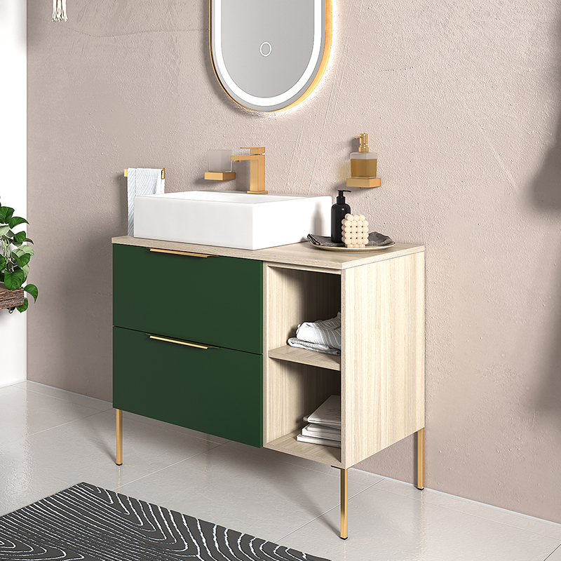 Alani Green 900 Unit | Handles & Legs in Gold