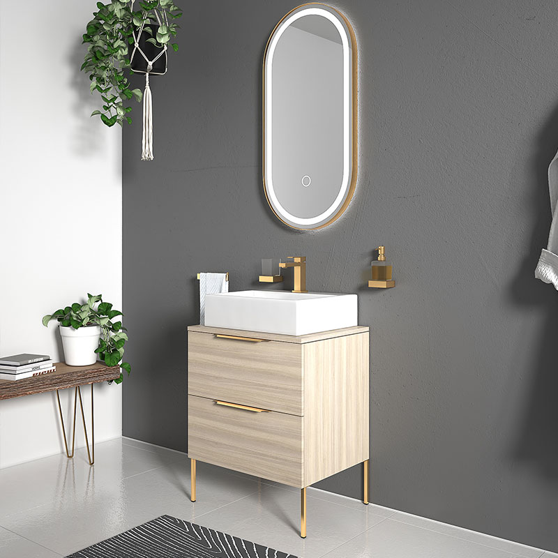 Alani Navy Blue 600 Unit | Handles & Legs in Gold