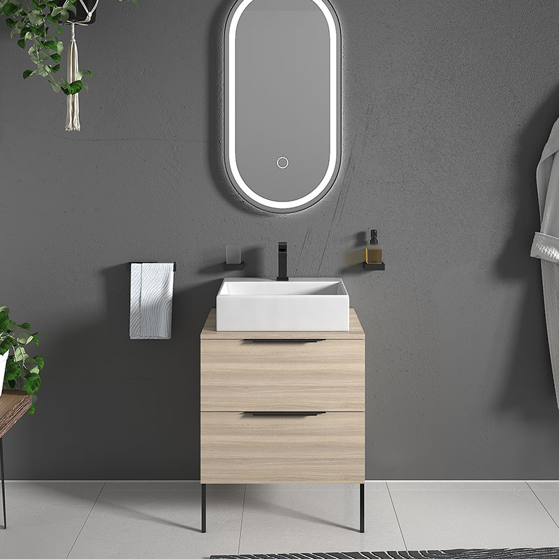 Alani Navy Blue 600 Unit | Handles & Legs in Black
