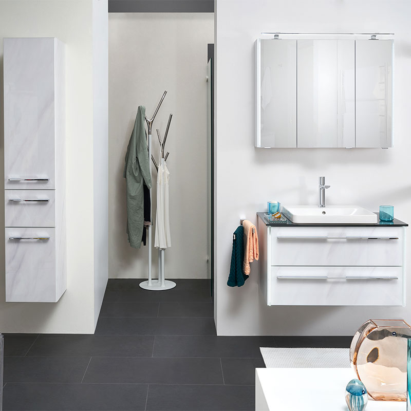 Vanity Unit with Wall Storage & LED Mirror Cabinet LEFT HAND | PG3