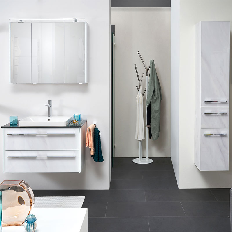 Vanity Unit with Wall Storage & LED Mirror Cabinet RIGHT HAND | PG3