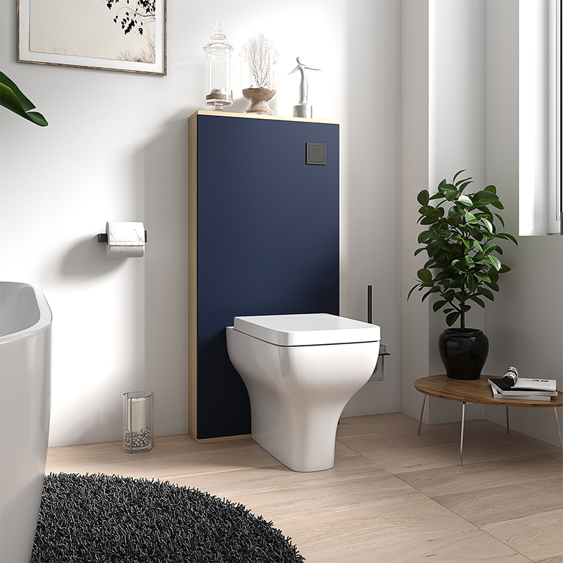 Alani Navy Blue WC Unit with Cistern & Toilet Pan | Black Flushplate