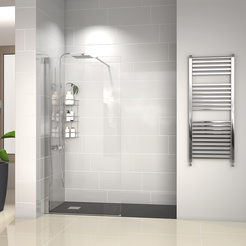 Radiant Walk-in with Black Slate Tray: 1500 x 900mm