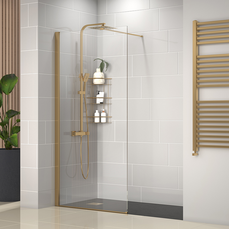 Radiant Gold Walk-in with Black Slate Tray: 1500 x 900mm