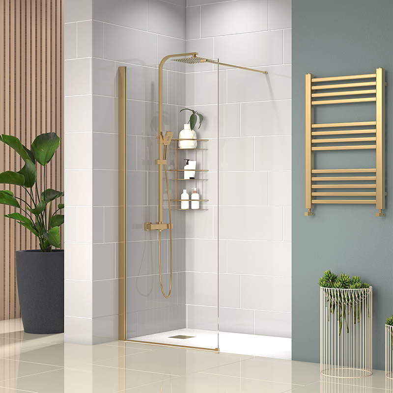 Radiant Gold Walk-in with White Slate Tray: 1500 x 900mm