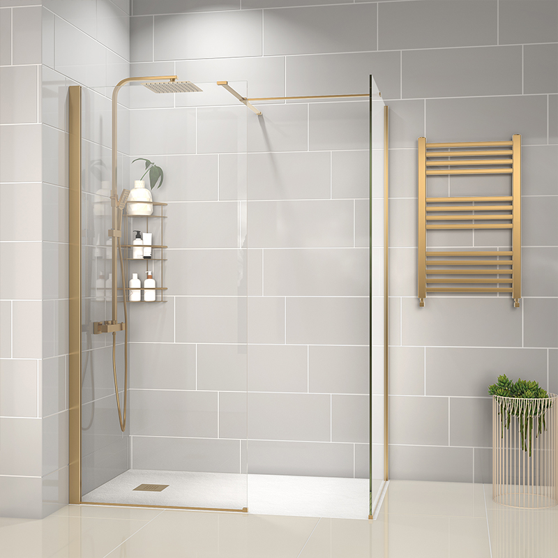 Radiant Gold Walk-in with White Slate Tray: 1500 x 900mm