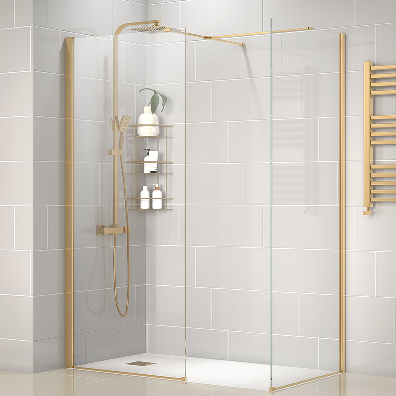 Radiant Gold Walk-in with White Slate Tray: 1400 x 800mm