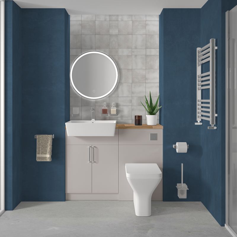 Oliver Cashmere Fitted Suite | Chrome Handles, Basin Tap & Waste