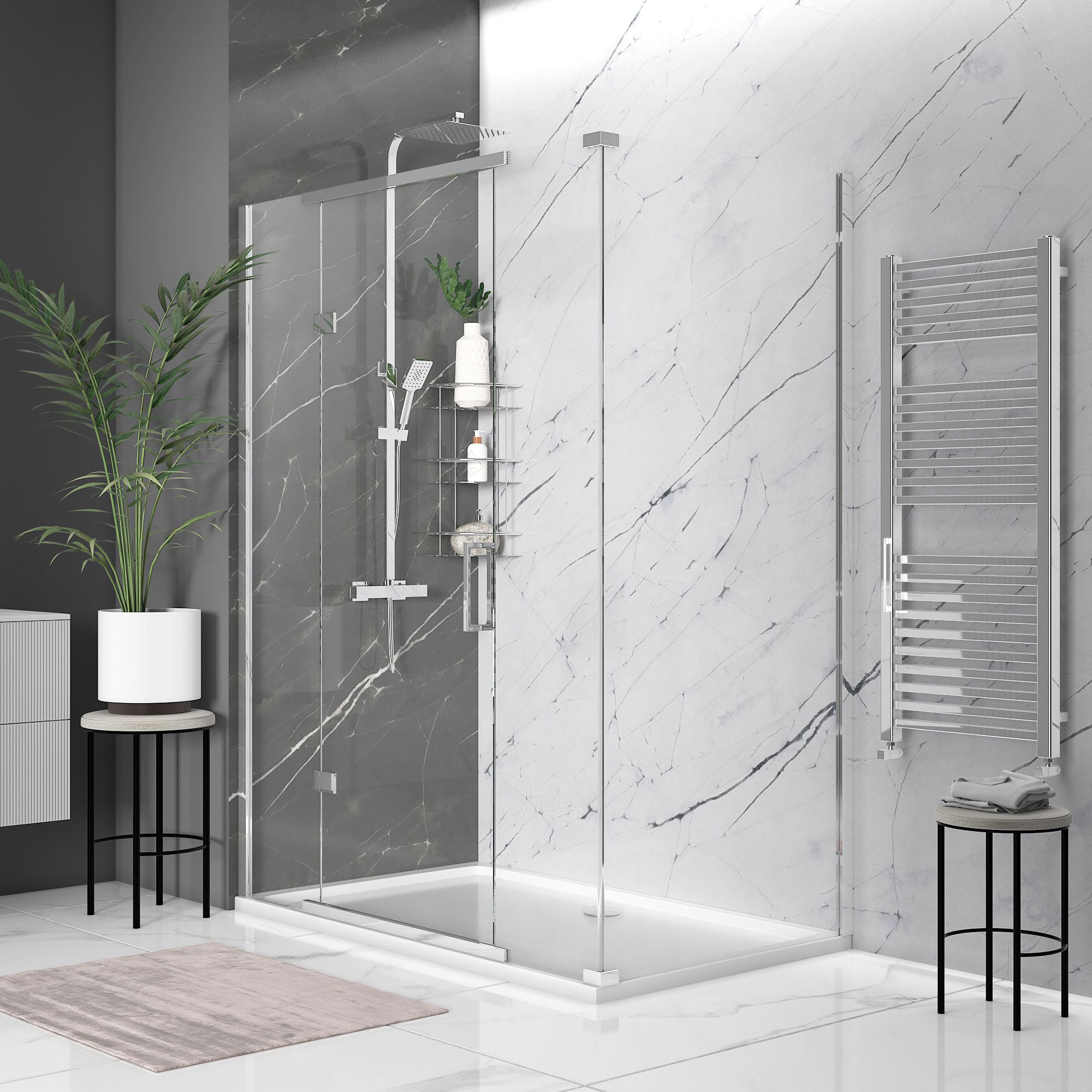 havana chrome 1500 inline hinged corner shower enclosure
