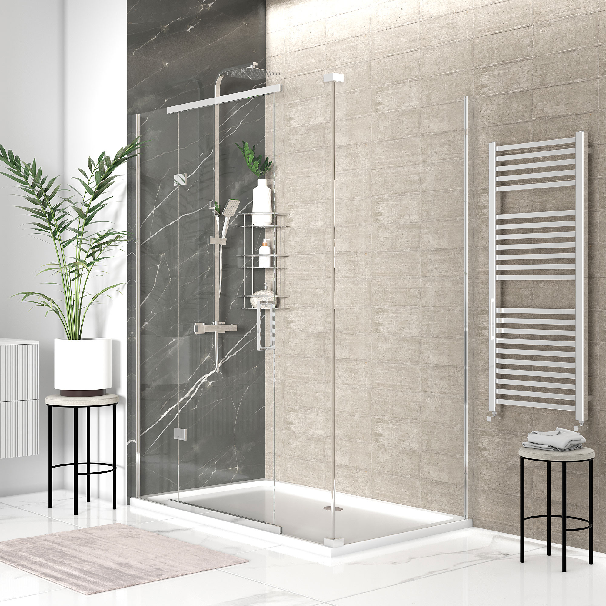 havana chrome 1600 inline hinged corner shower enclosure