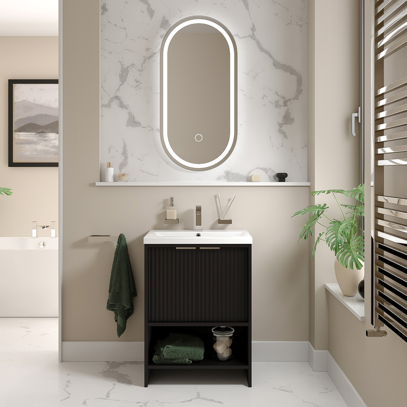 Black Floorstanding Vanity Unit | Chrome Tap & Waste