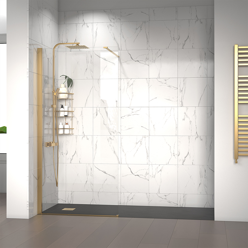 Radiant Gold Walk-in with Black Slate Tray: 2000 x 900mm