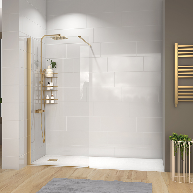 Radiant Gold Walk-in with White Slate Tray: 2000 x 900mm
