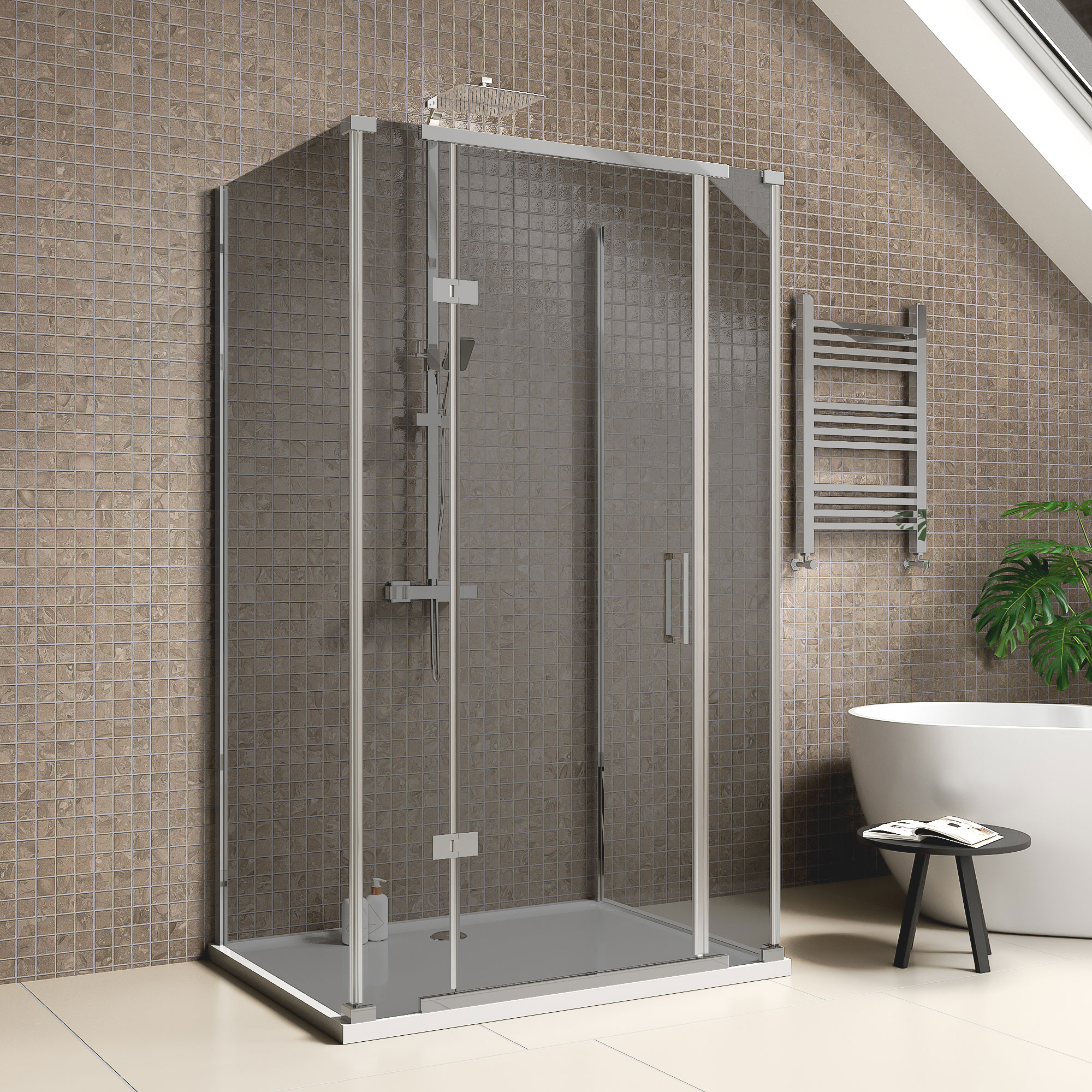 havana chrome 1200 inline hinged corner shower enclosure smoked glass