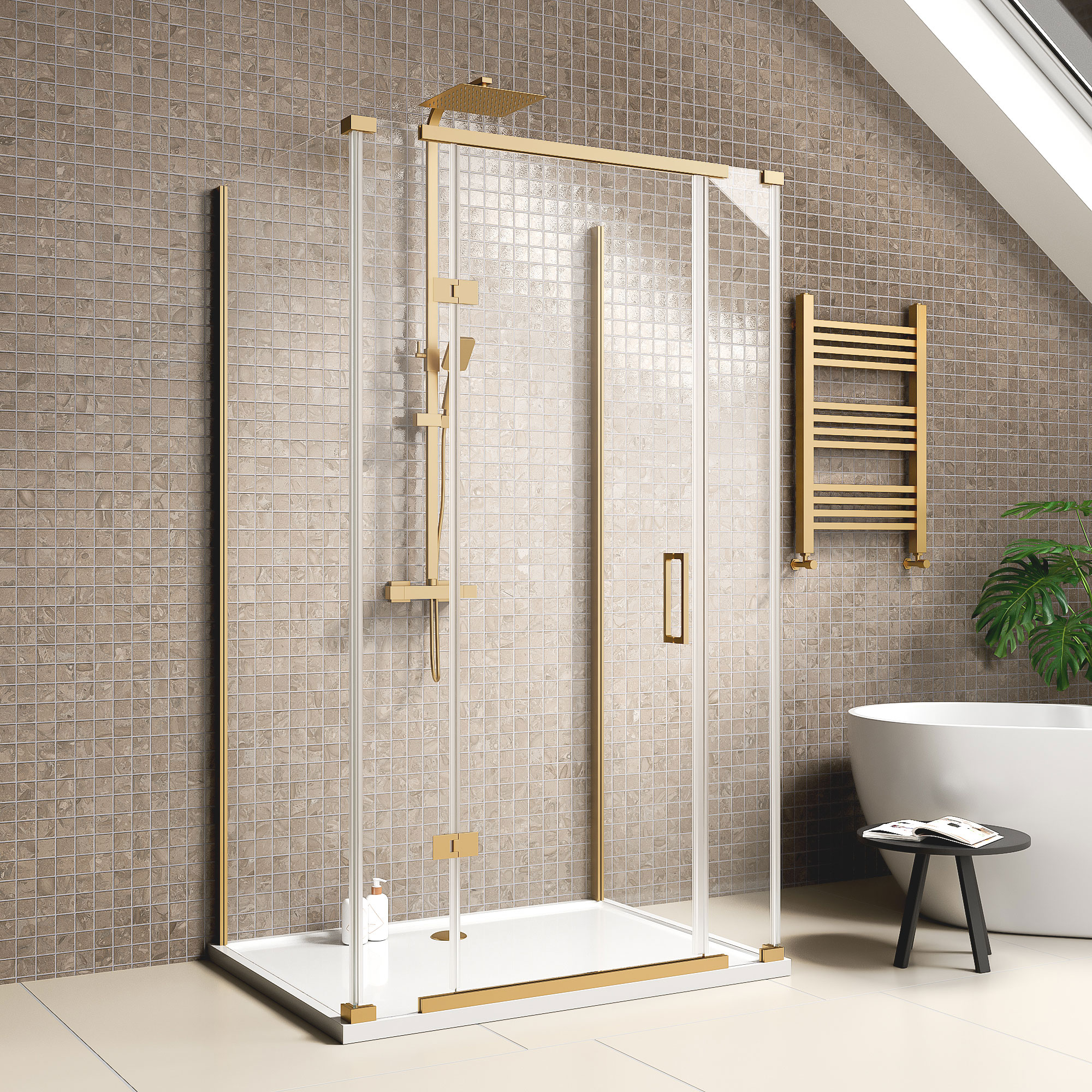 havana gold 1200 inline hinged corner shower enclosure