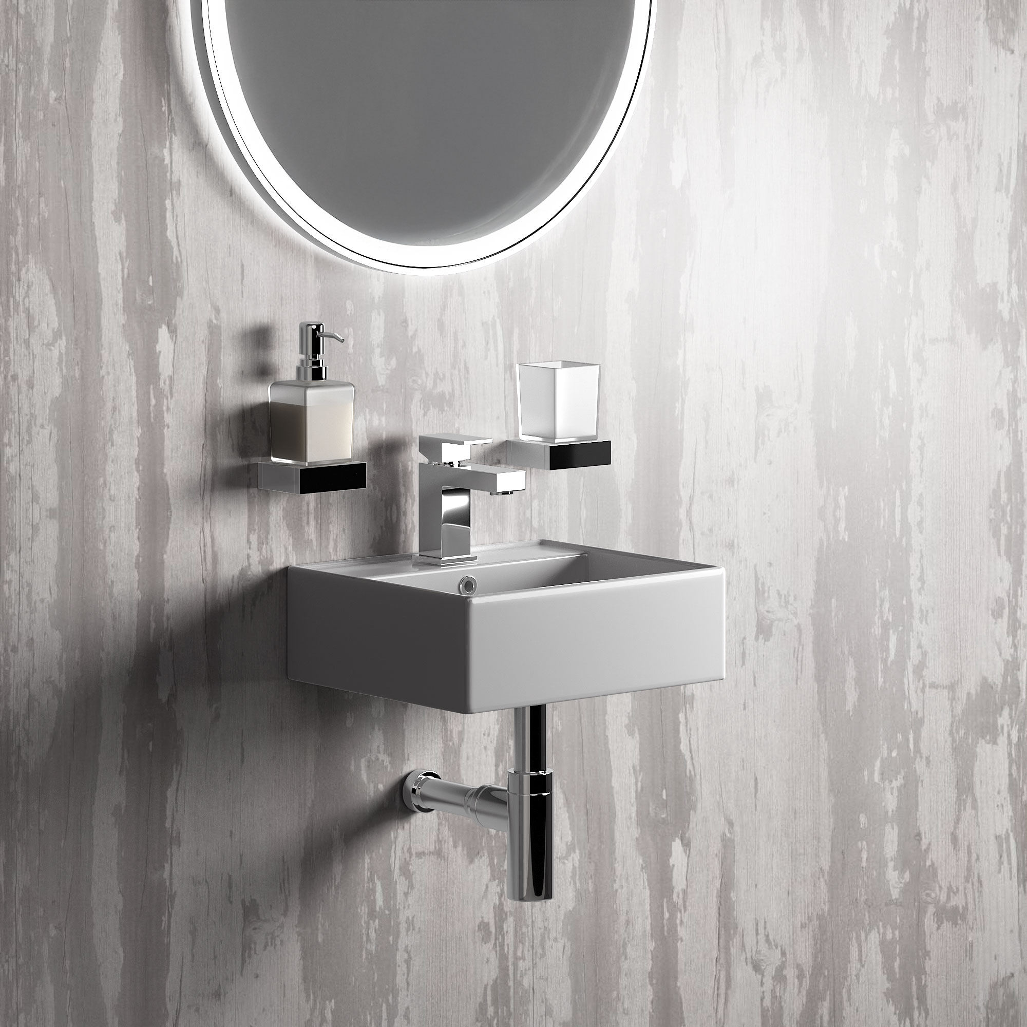 BASIN with Tap, Waste & Bottle Trap in Chrome