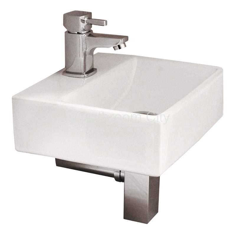 Trax Wall Hung Basin with Concept Mini Tap, Square Bottle Trap and Waste