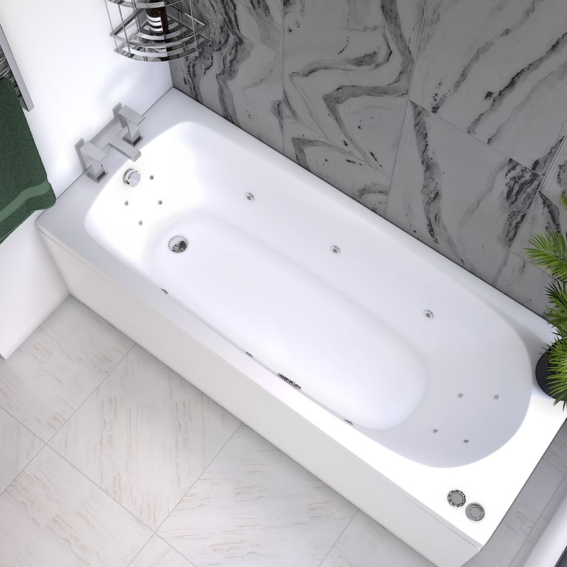 Whirlpool Bath: 14 Jet System (Includes 4 back jets & 4 foot jets)