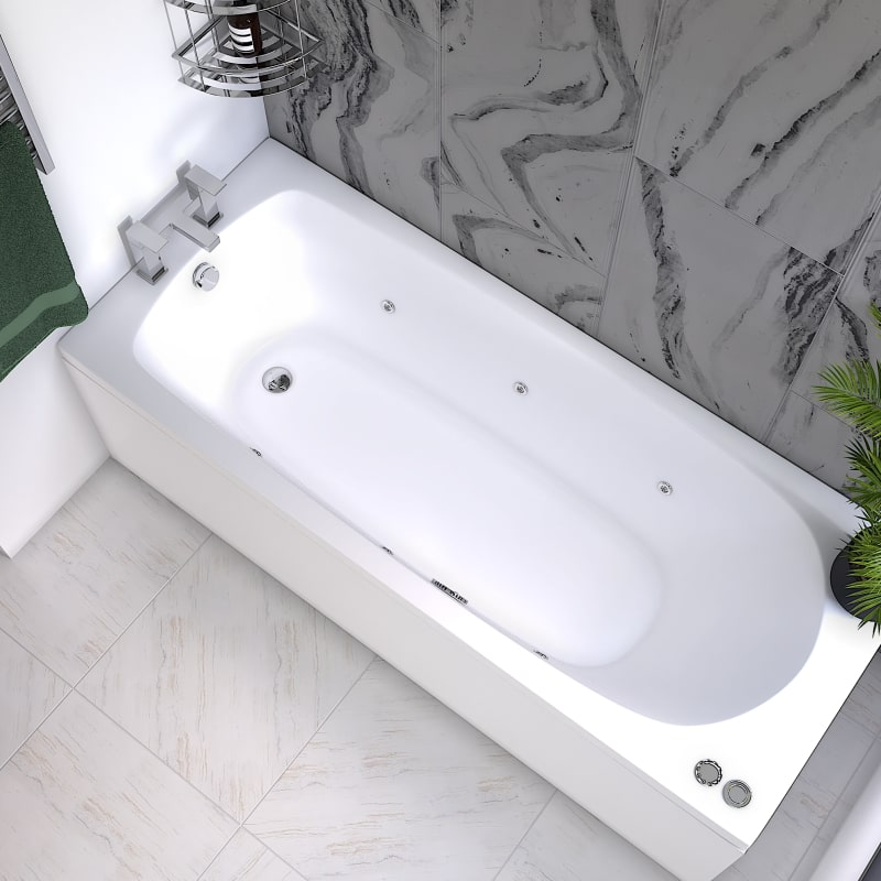 Whirlpool Bath: 6 Jet System (3 either side)