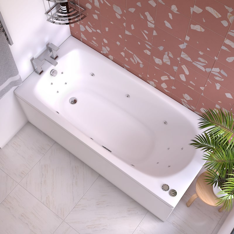 Whirlpool Bath: 14 Jet System (includes 4 back jets & 4 foot jets)