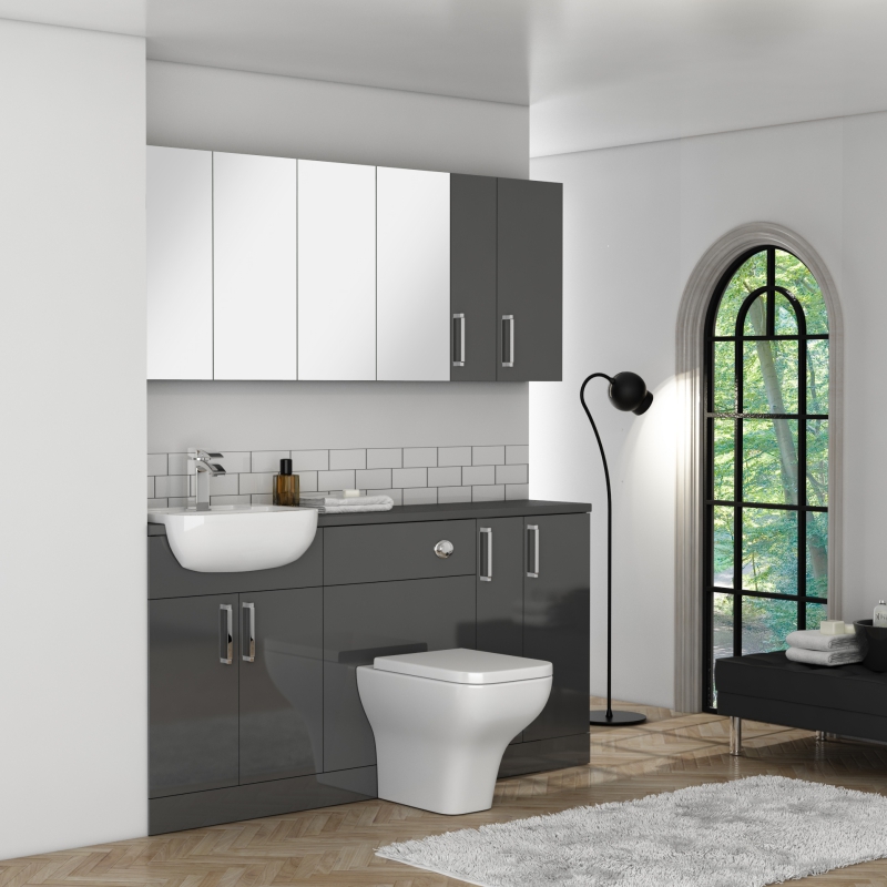 Oliver Fitted Suite w Mirror Cabinets: Anthracite
