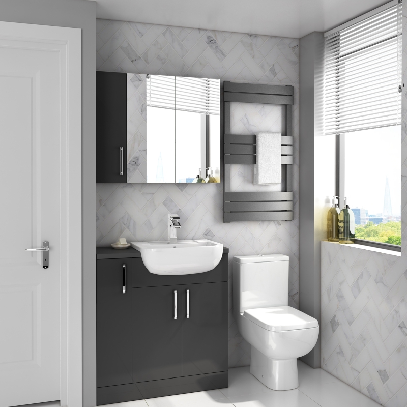 Oliver Fitted Suite w Mirror Cabinet: Anthracite