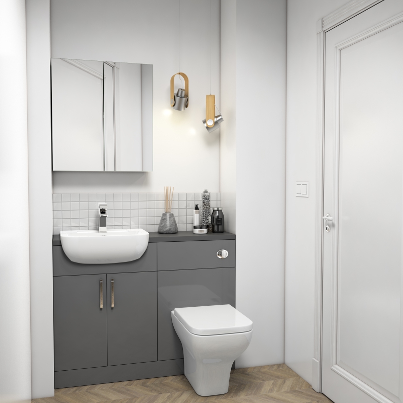 Oliver Fitted Suite w Mirror Cabinet: Anthracite