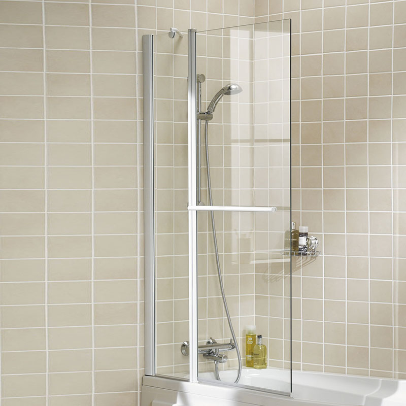 BATHSCREEN SILVER SQUARE WITH RAIL 945