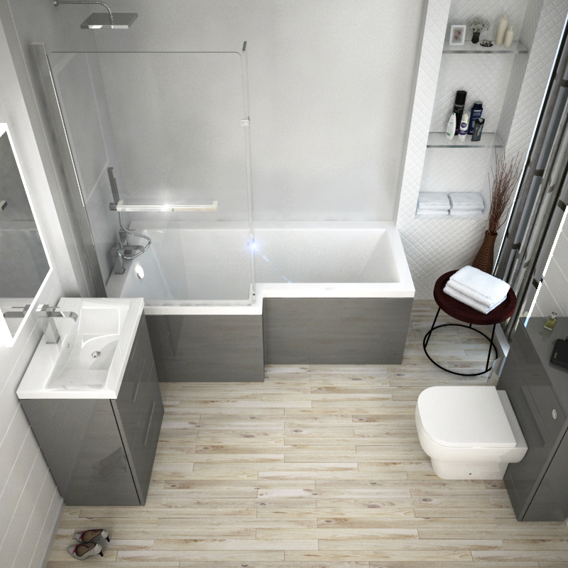 Patello Grey Shower Bath Suite LH