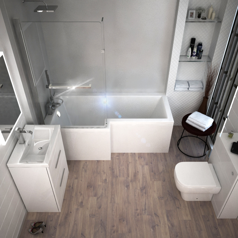 Patello White Shower Bath Suite LH