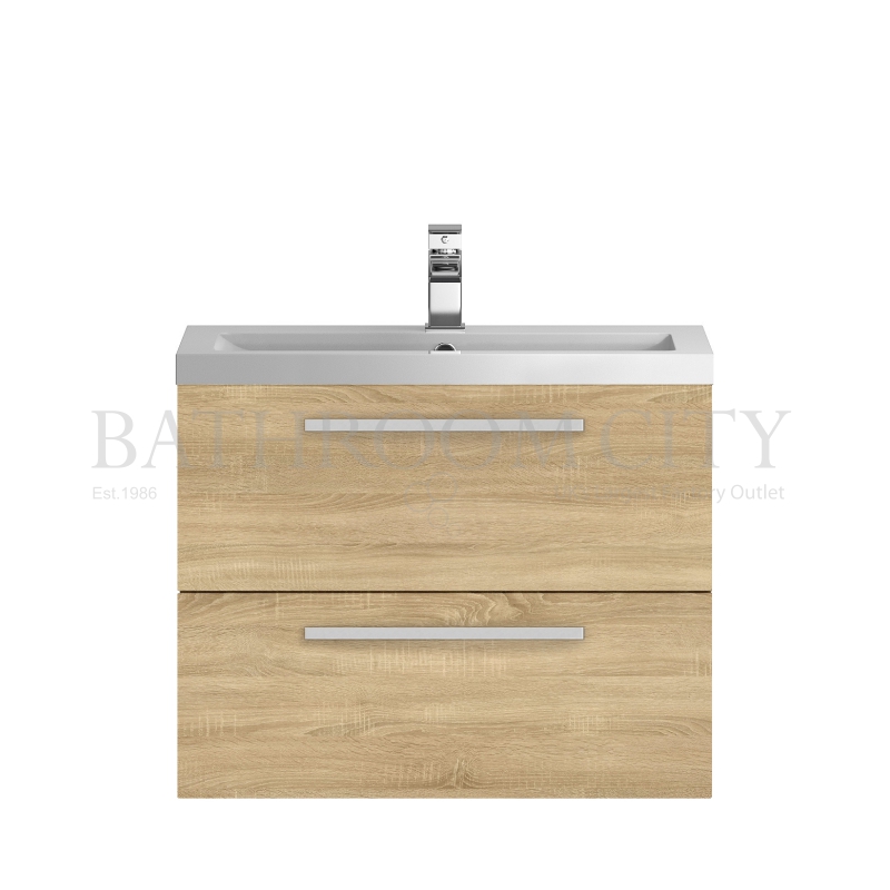 718mm 2 Drawer WH Vanity and Basin Natural Oak