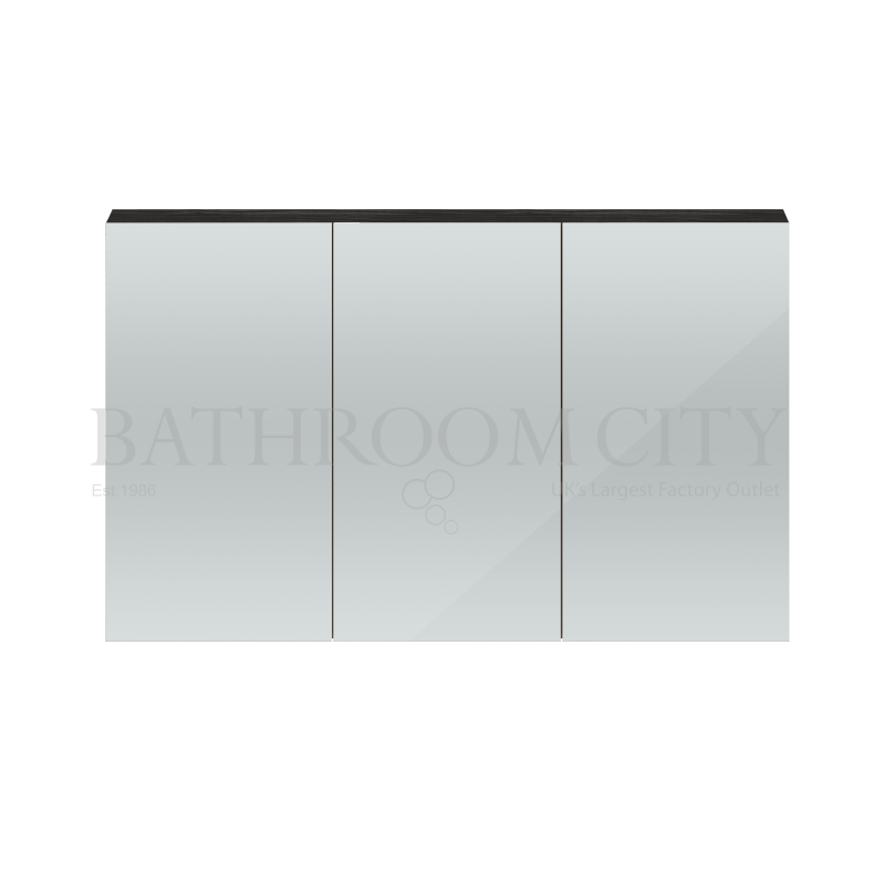 1347mm 3 Door Mirror Unit Hacienda Black